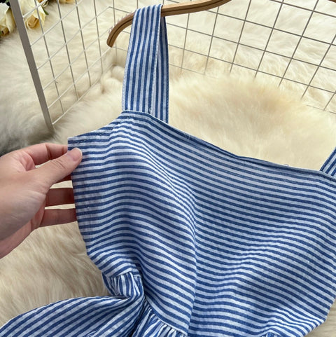 Mori Blue Stripe Slip Dress
