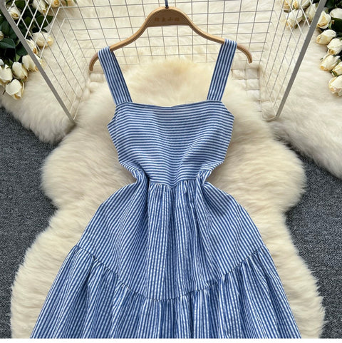 Mori Blue Stripe Slip Dress
