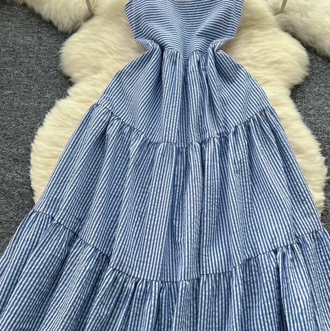 Mori Blue Stripe Slip Dress