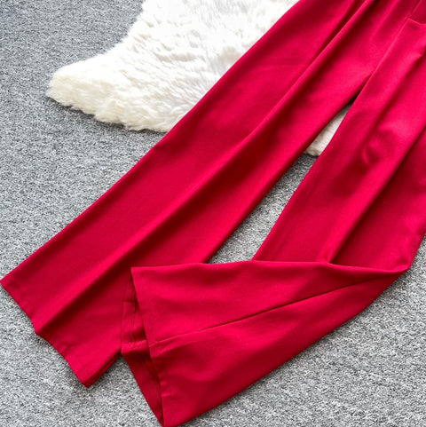 Lace-up Top & Trousers Casual 2Pcs