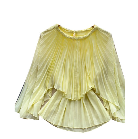 French Style Pleated Chiffon Shirt