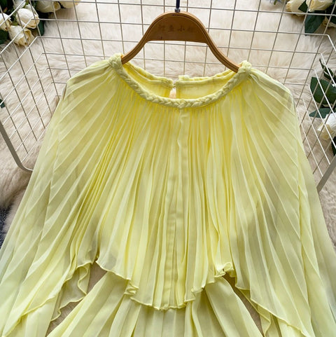 French Style Pleated Chiffon Shirt