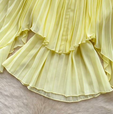 French Style Pleated Chiffon Shirt
