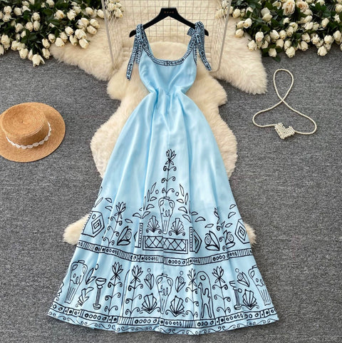 Graffiti Print Simple Design Slip Dress