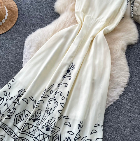 Graffiti Print Simple Design Slip Dress