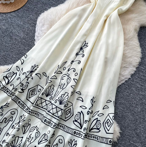 Graffiti Print Simple Design Slip Dress