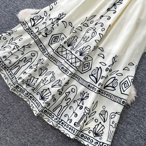 Graffiti Print Simple Design Slip Dress