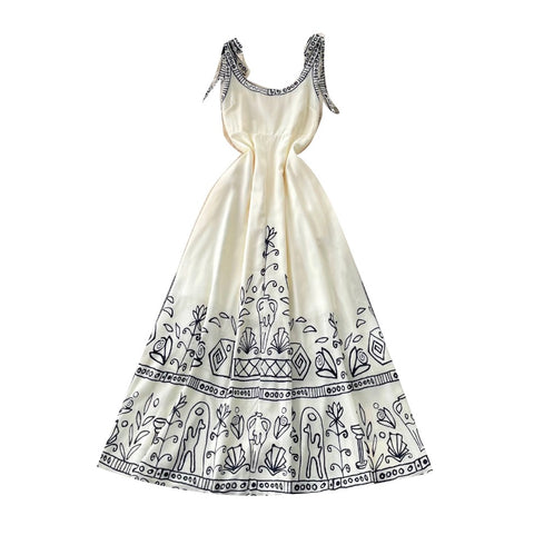 Graffiti Print Simple Design Slip Dress