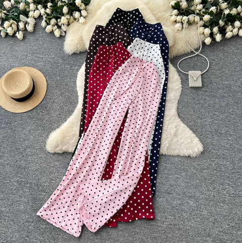 Casual Polka Dot Straight Pants