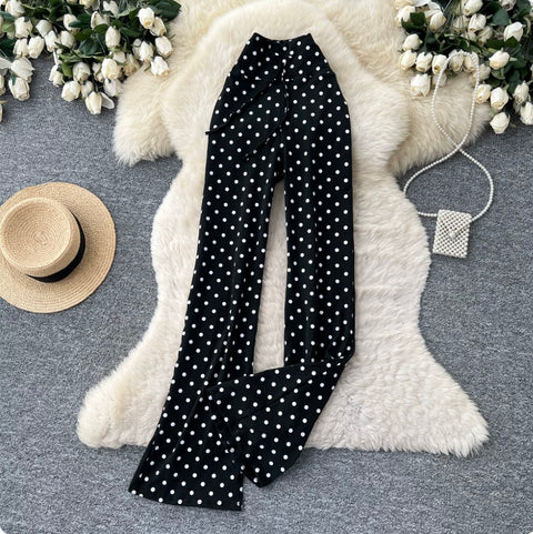 Casual Polka Dot Straight Pants