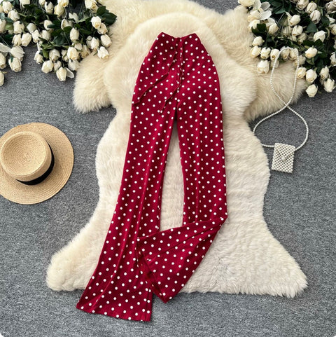 Casual Polka Dot Straight Pants