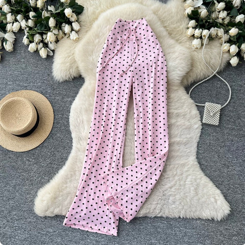 Casual Polka Dot Straight Pants