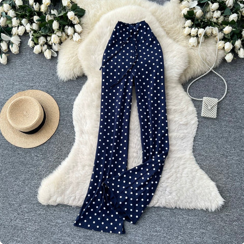 Casual Polka Dot Straight Pants