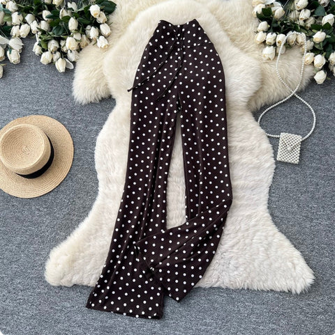 Casual Polka Dot Straight Pants