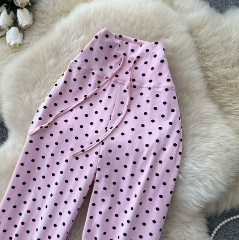 Casual Polka Dot Straight Pants