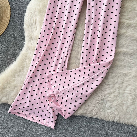 Casual Polka Dot Straight Pants