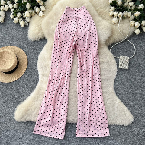 Casual Polka Dot Straight Pants