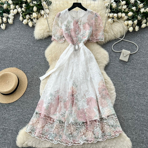 High-end Floral Lace Patchwork Dress