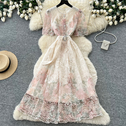 High-end Floral Lace Patchwork Dress
