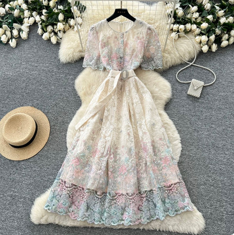 High-end Floral Lace Patchwork Dress