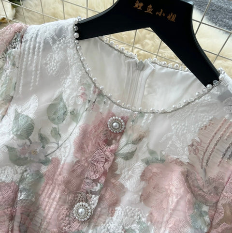 High-end Floral Lace Patchwork Dress