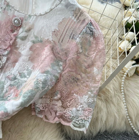 High-end Floral Lace Patchwork Dress