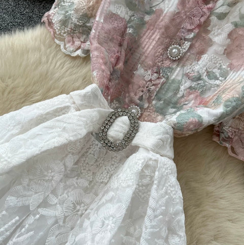 High-end Floral Lace Patchwork Dress