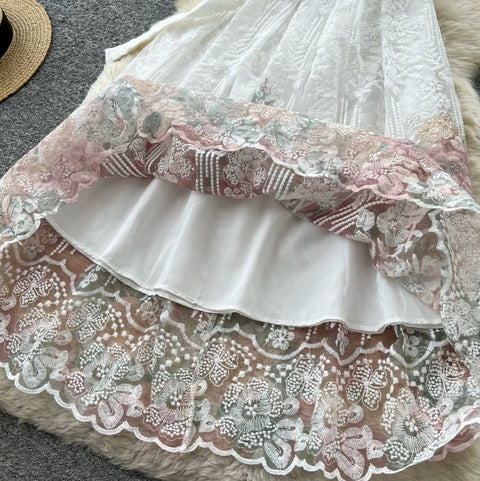 High-end Floral Lace Patchwork Dress