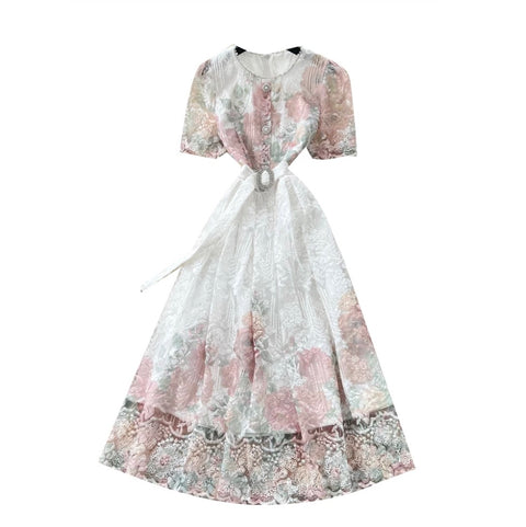 High-end Floral Lace Patchwork Dress