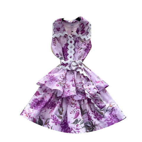 Simple Design V-neck Floral Dress