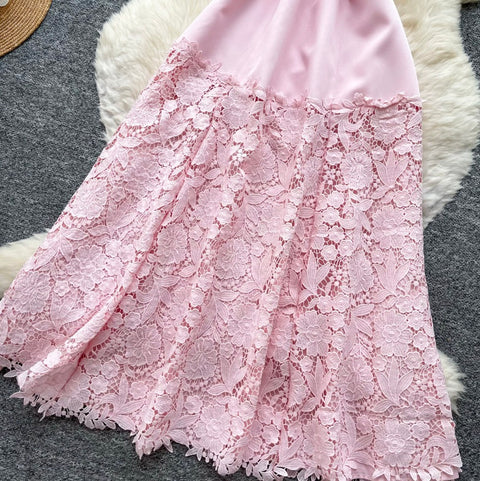 Elegant Lace Patchwork Sleeveless Dress