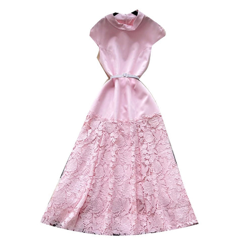 Elegant Lace Patchwork Sleeveless Dress
