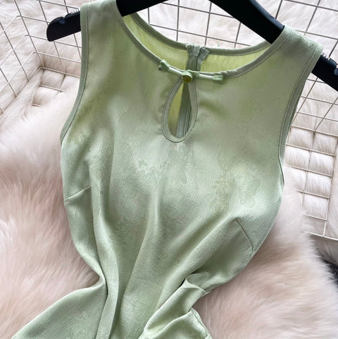 Elegant Sleeveless Green Dress