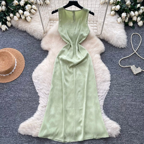 Elegant Sleeveless Green Dress