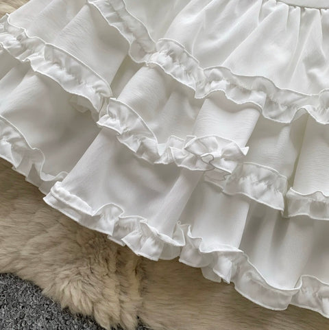 Plaid Camisole & White Skirt 2Pcs