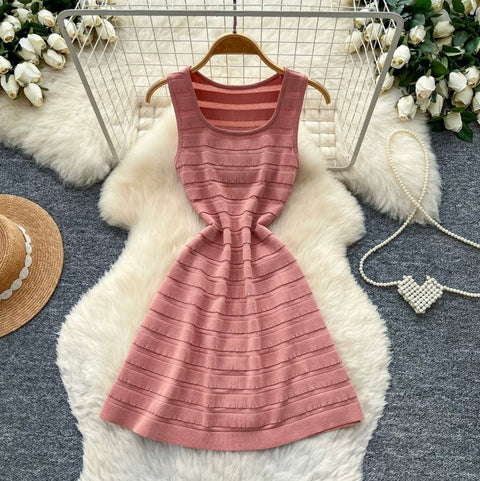 Simple Design Pink Vest Dress