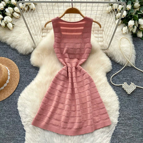 Simple Design Pink Vest Dress