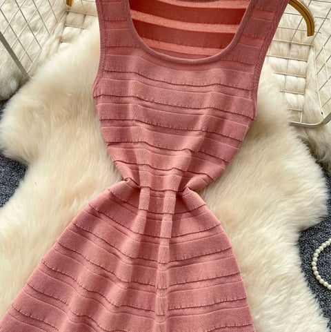 Simple Design Pink Vest Dress