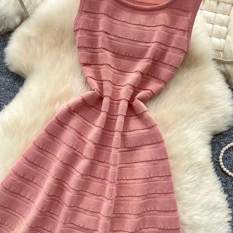 Simple Design Pink Vest Dress
