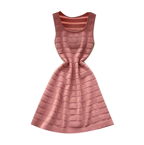 Simple Design Pink Vest Dress