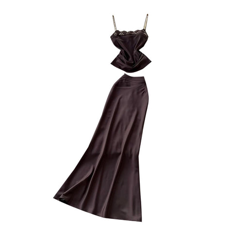 Elegant Vest & Skirt Lace 2Pcs