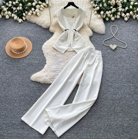 Vest & Wide-leg Trousers Casual 2Pcs