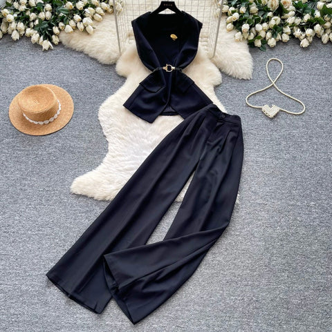 Vest & Wide-leg Trousers Casual 2Pcs