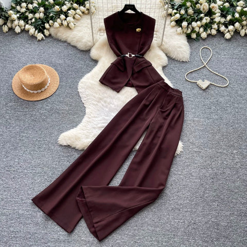 Vest & Wide-leg Trousers Casual 2Pcs