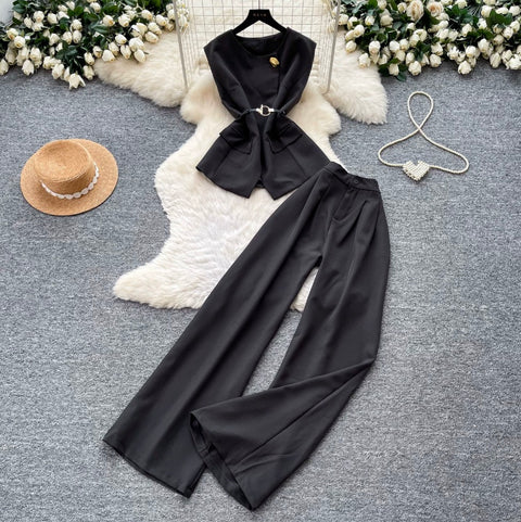 Vest & Wide-leg Trousers Casual 2Pcs