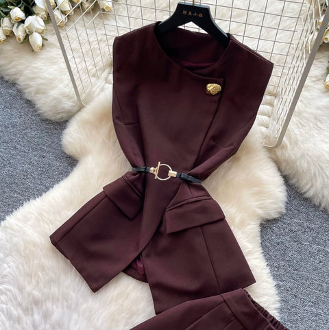Vest & Wide-leg Trousers Casual 2Pcs
