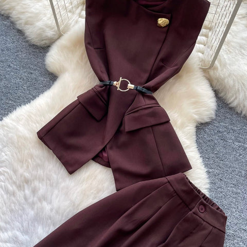 Vest & Wide-leg Trousers Casual 2Pcs