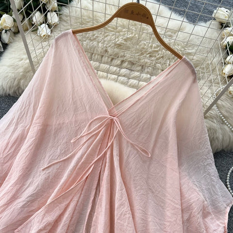 Smock & Print Slip Dress 2Pcs