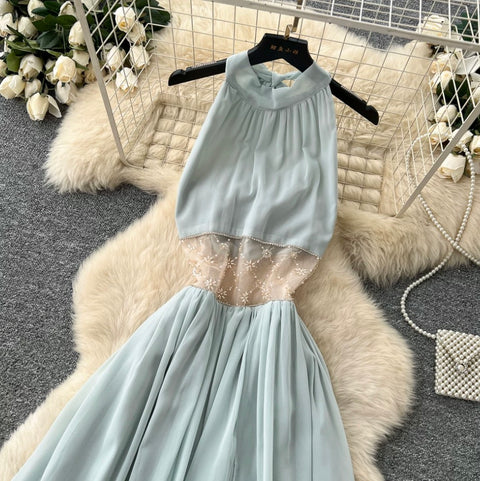 Backless Patchwork Sleeveless Dress