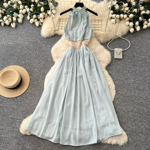 Backless Patchwork Sleeveless Dress